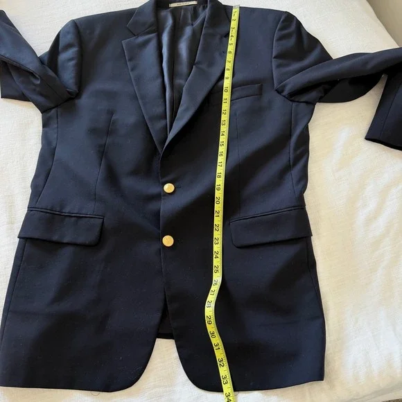 Burberry London Men's Navy Wool Kensington Blazer Jacket Gold Buttons Size 42R